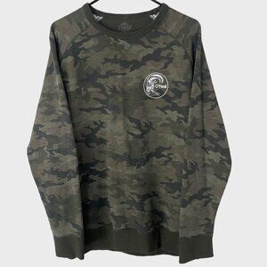 O'Neill Camo Crewneck Sweatshirt Green Men's Large Long-Sleeve Pullover Surfer